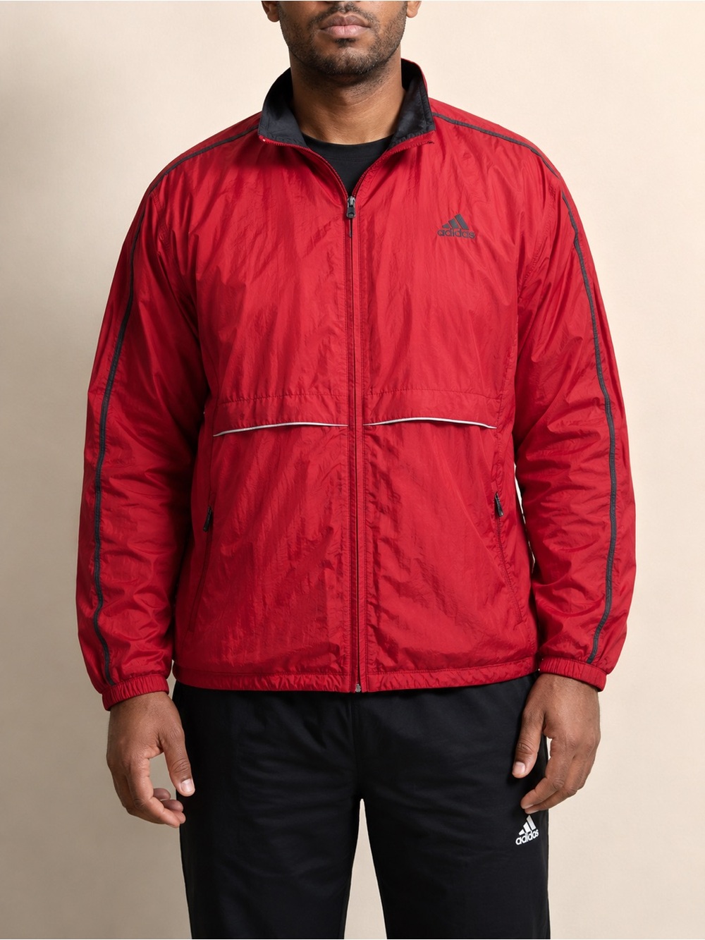 Adidas Men’s Red Full Zip Lightweight Windbreaker Jacket Size L